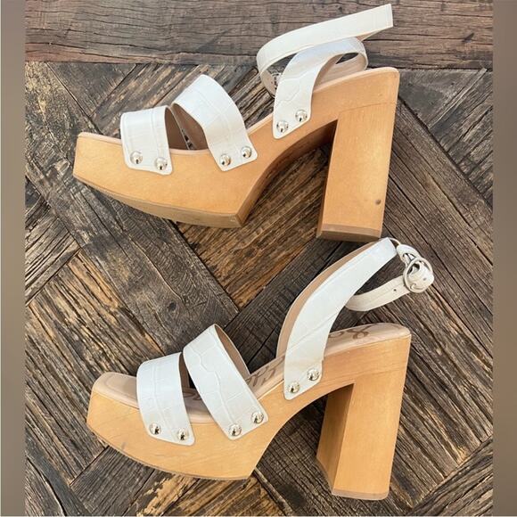 *NWOT Sam Edelman Rosalind Ivroy Embossed Platform Block Heel Sandal - Sz 9 - Picture 8 of 11